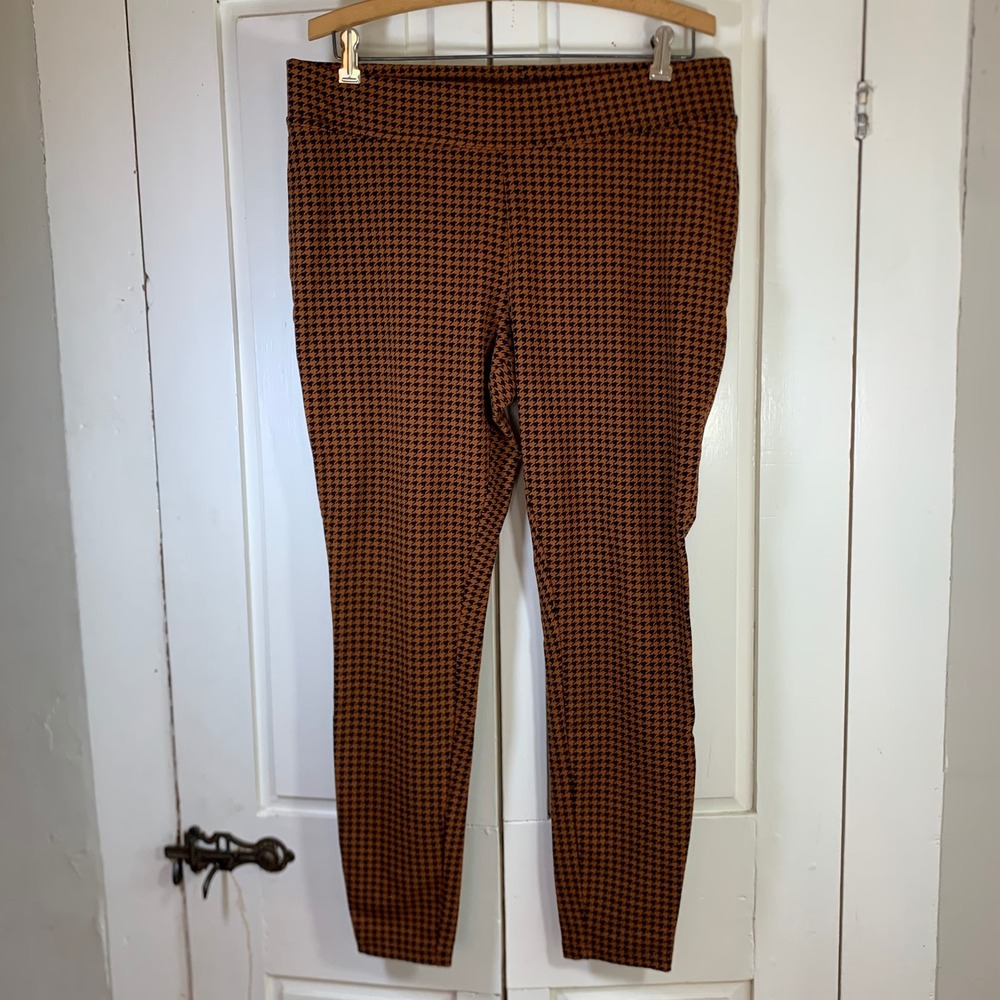 Lands End Starfish Leggings Womens‎ Large 14-16 Brown Houndstooth Knit Pants L
